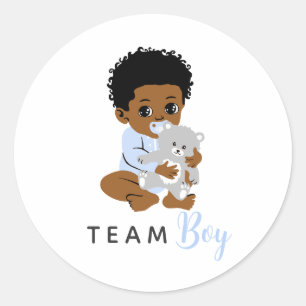 Redondo Adesivo de Menino da Equipe Azul com Bebê Negro e