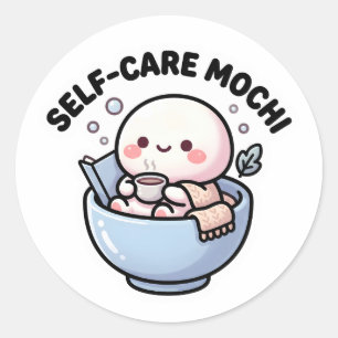 Redondo Adesivo de Mochi Fofo Kawaii de Autocuidado