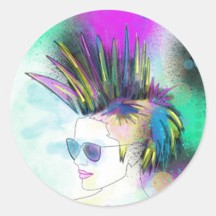 Redondo Adesivo de Mohawk Punk