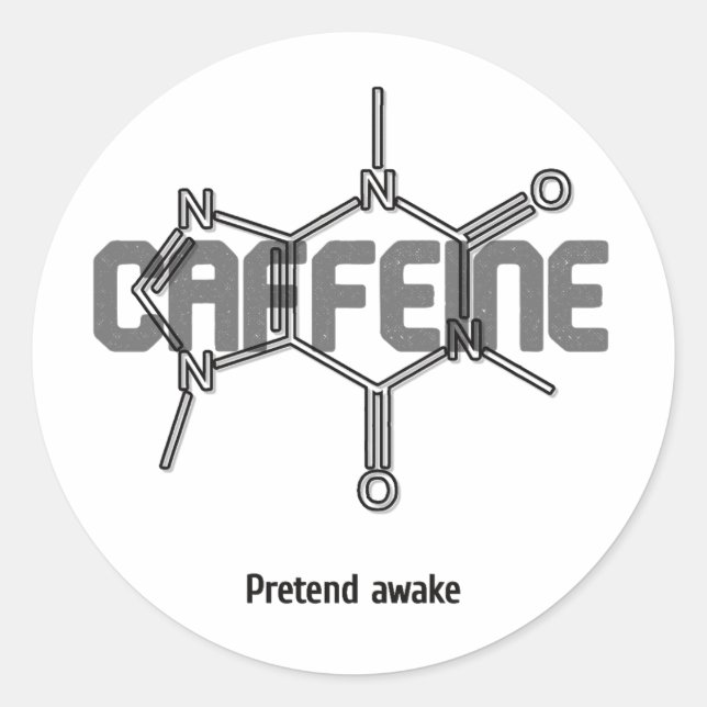 Redondo Adesivo de Molécula de Cafeína (Frente)