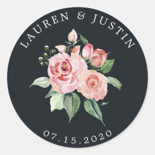 Redondo Adesivo de monograma floral elegante bloom à meia-