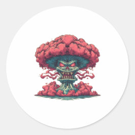 Redondo Adesivo de Monstro de Nuvem de Cogumelo Vermelho