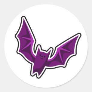 Redondo Adesivo de Morcego Roxo Voador Assustador Fofo de 