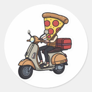 Redondo Adesivo de Moto de Entrega de Pizza Engraçada-Cute