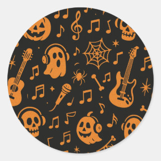 Redondo adesivo de música de Halloween fofo