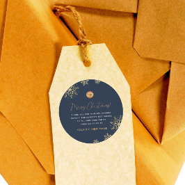 Redondo Adesivo de Natal com Logotipo de Floco de Neve Azu