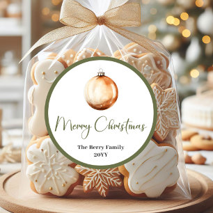 Redondo Adesivo de Natal com Nome da Família Personalizado