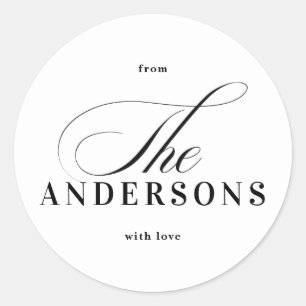 Redondo Adesivo de Natal com Nome de Família Simples