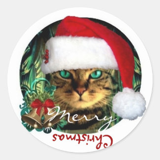 Redondo Adesivo de Natal da Gata Santa