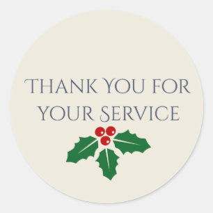 Redondo Adesivo de Natal de Agradecimento ao Serviço Milit