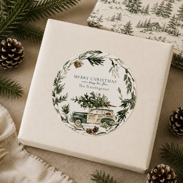 Redondo Adesivo de Natal de Grinalda Eterna Personalizada (Criador carregado)