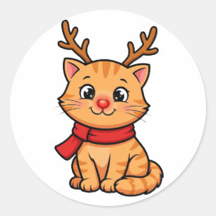 Redondo Adesivo de Natal de Kitten Rena Cute