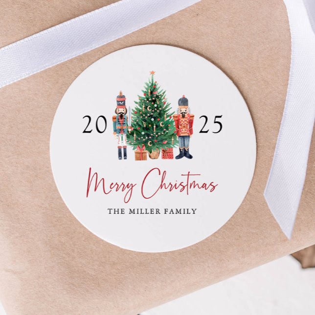 Redondo Adesivo de Natal do Quebra-Nozes (2025 Nutcracker Round Merry Christmas Sticker by Painted Paperie
)