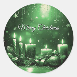 Redondo Adesivo de Natal Férias Velas Verdes