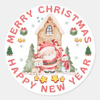 Redondo Adesivo de Natal Fofo | Design de Férias Festivo