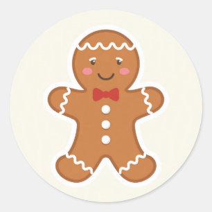 Redondo Adesivo de Natal Homem de Biscoito