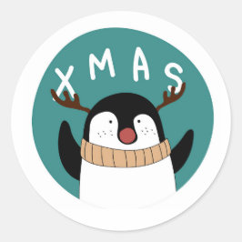 REDONDO ADESIVO DE NATAL PENGUIM CAPRICHOSO