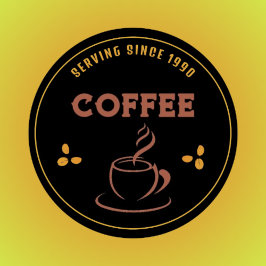 Redondo Adesivo de Negócio Negro de café personalizado