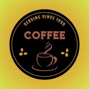 Redondo Adesivo de Negócio Negro de café personalizado