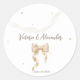 Redondo Adesivo de Noiva com Laço de Cetim Elegante