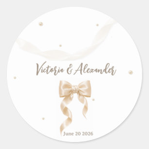 Redondo Adesivo de Noiva com Laço de Cetim Elegante