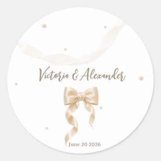 Redondo Adesivo de Noiva com Laço de Cetim Elegante