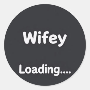 Redondo Adesivo de Noivado Minimalista Wifey Loading
