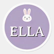 Adesivo de Nome de Coelho Personalizado – Design F