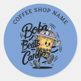 Redondo Adesivo de nome de marca engraçado Boba Beats Card