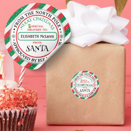 Redondo Adesivo de Nome Personalizado de Papai Noel — Obra