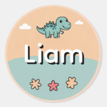 Adesivo de Nome Personalizado para Crianças – Dino