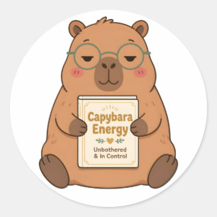 Redondo Adesivo de Óculos Energia de Capivara Impassível