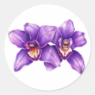Redondo Adesivo de orquídea roxa