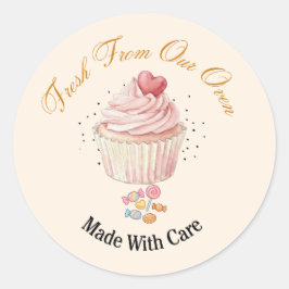 Redondo Adesivo de Padaria Cupcake Fresco do Nosso Forno