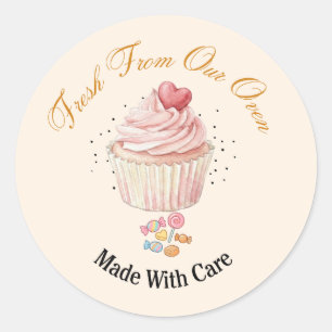 Redondo Adesivo de Padaria Cupcake Fresco do Nosso Forno