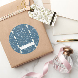 Redondo Adesivo de padrão de feriado - Azul - Conjunto de 