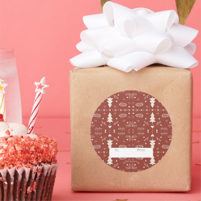 Redondo Adesivo de padrão de feriado - Vermelho - Conjunto (Festa)