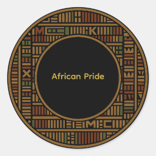Redondo Adesivo de Padrão Kente Dourado Africano