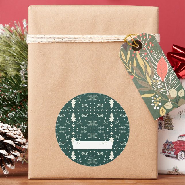 Redondo Adesivo de padrões de férias - Verde - Conjunto de (Criador carregado)