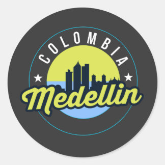 Redondo Adesivo de paisagem urbana da Colômbia Medellin