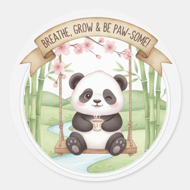 Redondo Adesivo de Panda Fofo (Frente)