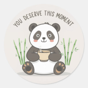 Redondo Adesivo de Panda Fofo Kawaii Motivacional Fofo