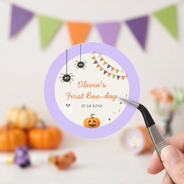 Redondo Adesivo de papel de aniversário de Halloween color