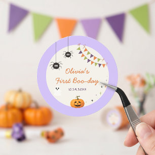Redondo Adesivo de papel de aniversário de Halloween color