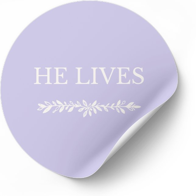 Redondo Adesivo de Páscoa Cristão Ele Vive (Faith-based Easter sticker inspired by Scripture and resurrection hope.)