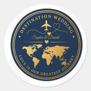 Redondo Adesivo de Passaporte para Casamento de Destino Na