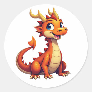 Redondo Adesivo de Personagem de Dragão Amigável
