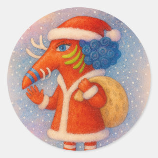 Redondo Adesivo de Personagem de Natal Sonhador Fofo
