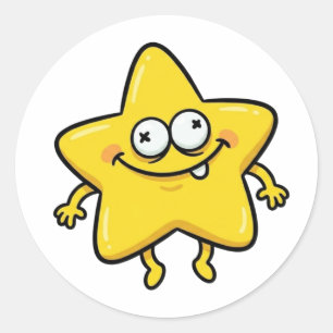 Redondo Adesivo de Personagem Estrela de Desenho Engraçado