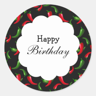 Redondo Adesivo de pimenta vermelha e verde